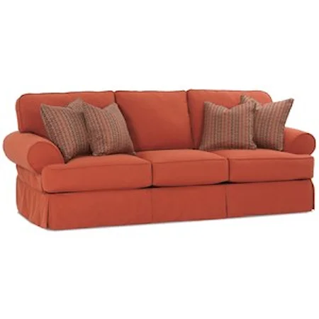 Traditional 3 Seat Sofa With Slipcover and Welting